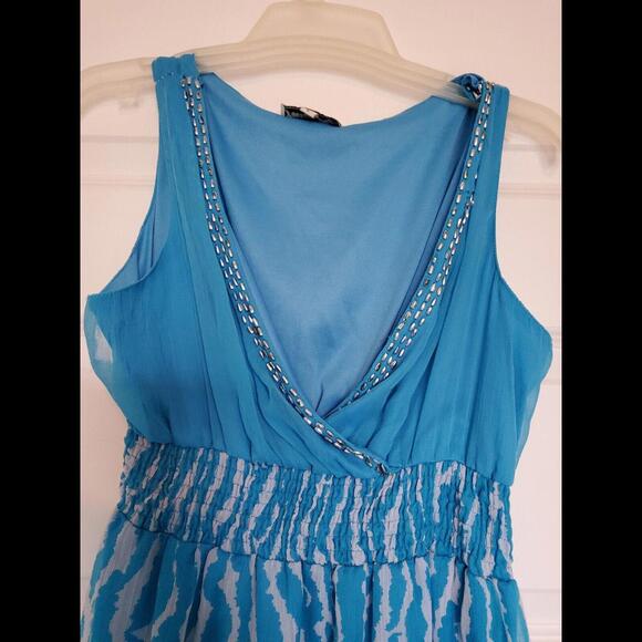 Jessica Taylor Maxi Summer Dress Sea Blue Long Back Short Front Large Rhinestone - Picture 3 of 7